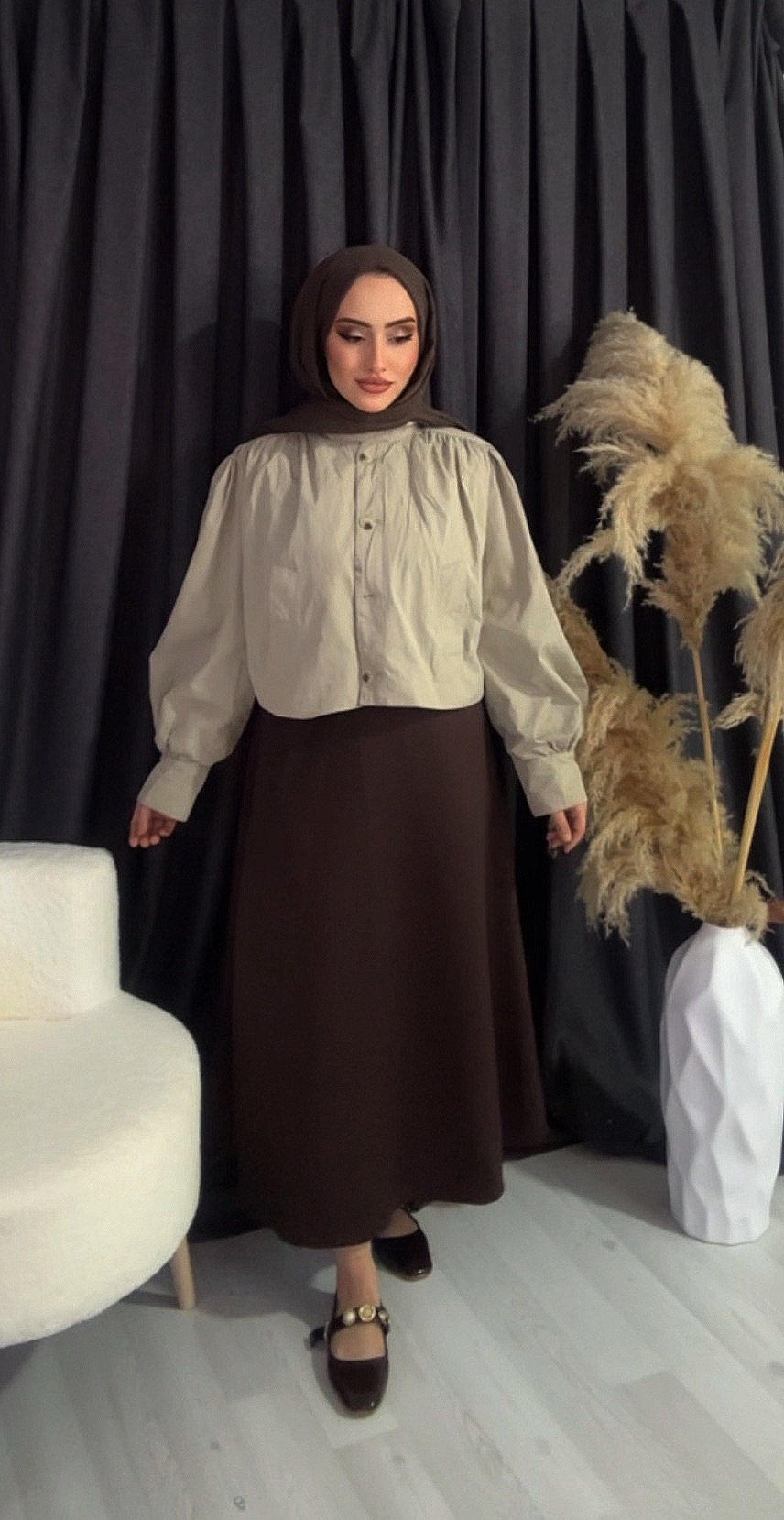 Scuba etek kahverengi